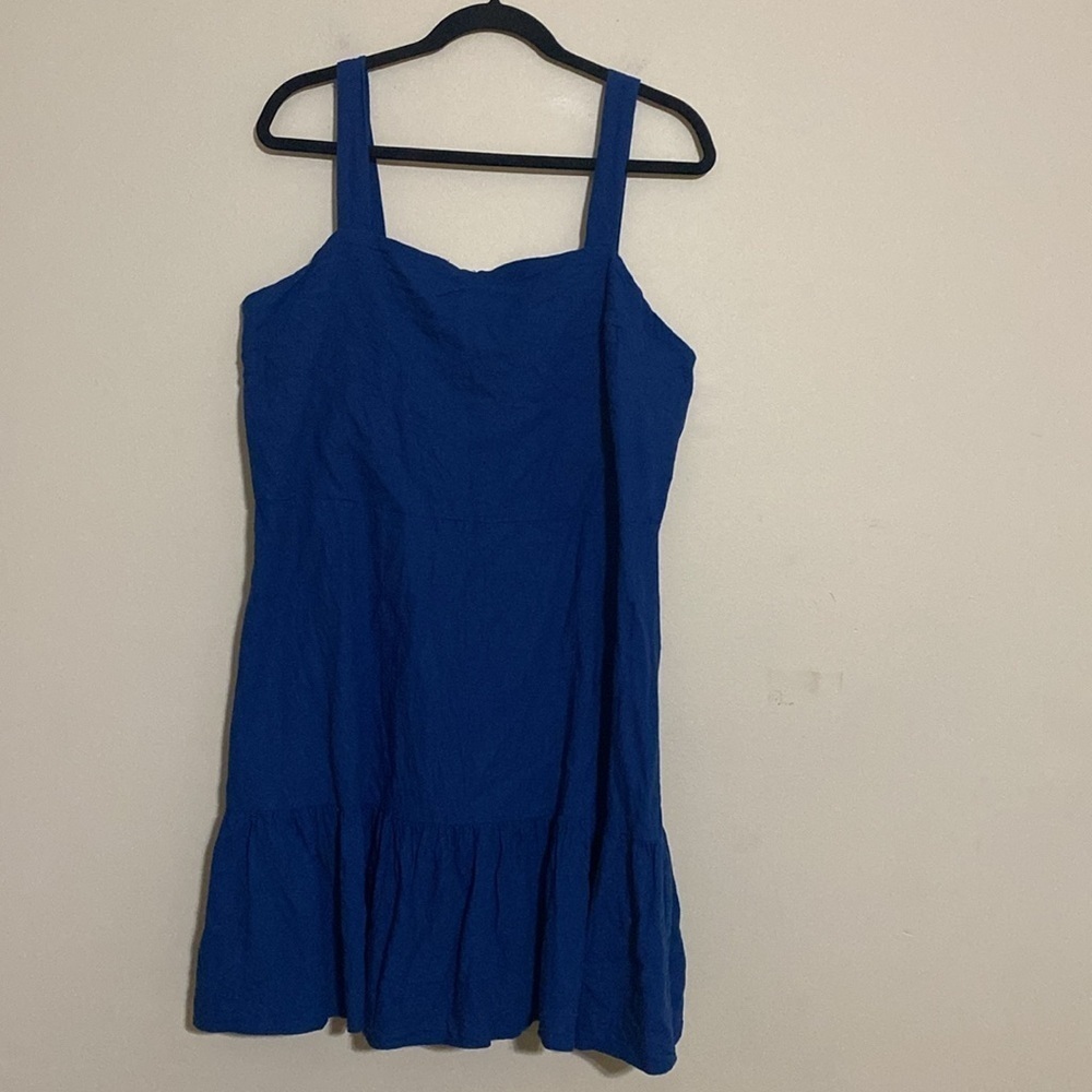 New York & Company Navy Dress women XL linen babydoll casual vacation beach Y2K